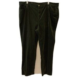 Avenue Denim Womens Plus Size 24 Tall Green Corduroy Stretch Straight Jeans